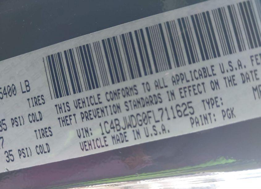 Photo 9 of 2015 Jeep Wrangler UNLIMITED SPORT (VIN 1C4BJWDG0FL711625)