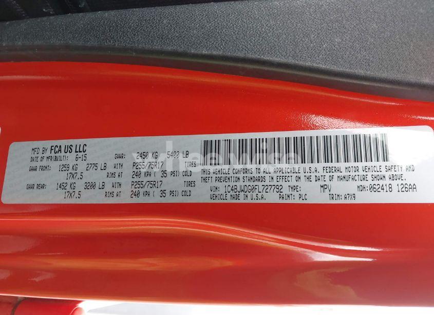 Photo 9 of 2015 Jeep Wrangler UNLIMITED SPORT (VIN 1C4BJWDG0FL727792)