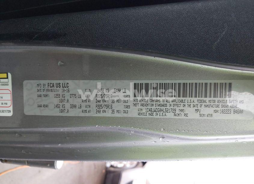 Photo 9 of 2017 Jeep Wrangler UNLIMITED SPORT 4X4 (VIN 1C4BJWDG0HL521729)