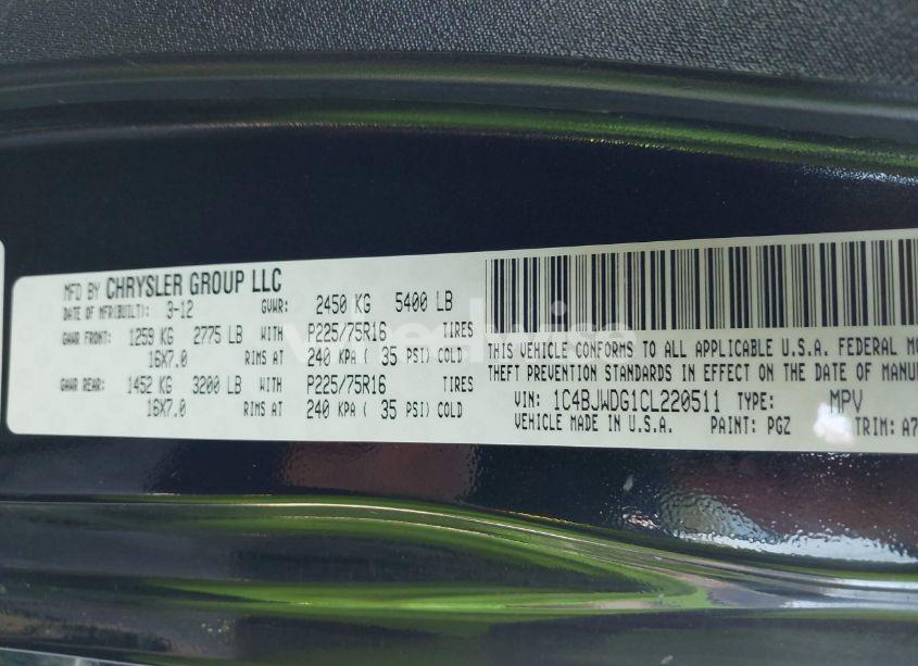 Photo 9 of 2012 Jeep Wrangler UNLIMITED SPORT (VIN 1C4BJWDG1CL220511)