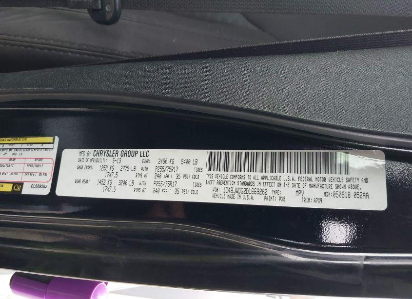 Photo 9 of 2013 Jeep Wrangler UNLIMITED SPORT (VIN 1C4BJWDG2DL669262)