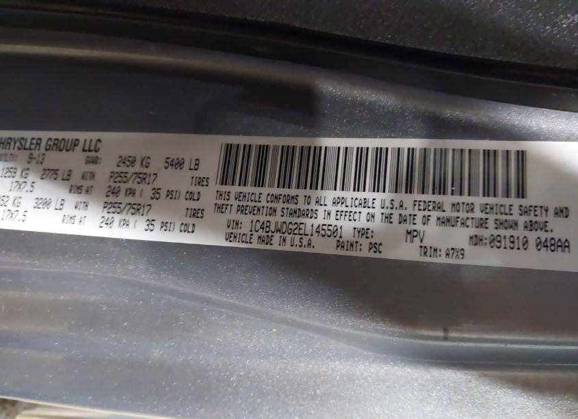 Photo 9 of 2014 Jeep Wrangler UNLIMITED SPORT (VIN 1C4BJWDG2EL145501)