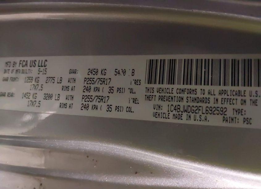 Photo 9 of 2015 Jeep Wrangler UNLIMITED SPORT (VIN 1C4BJWDG2FL692592)