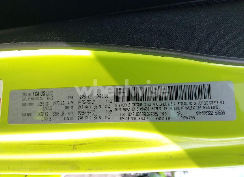 Photo 9 of 2016 Jeep Wrangler UNLIMITED SPORT (VIN 1C4BJWDG2GL324205)