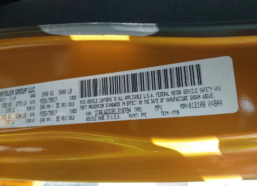 Photo 9 of 2014 Jeep Wrangler UNLIMITED SPORT (VIN 1C4BJWDG3EL218794)