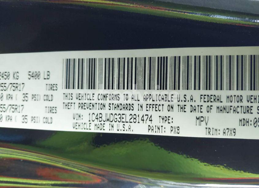 Photo 9 of 2014 Jeep Wrangler UNLIMITED SPORT (VIN 1C4BJWDG3EL281474)