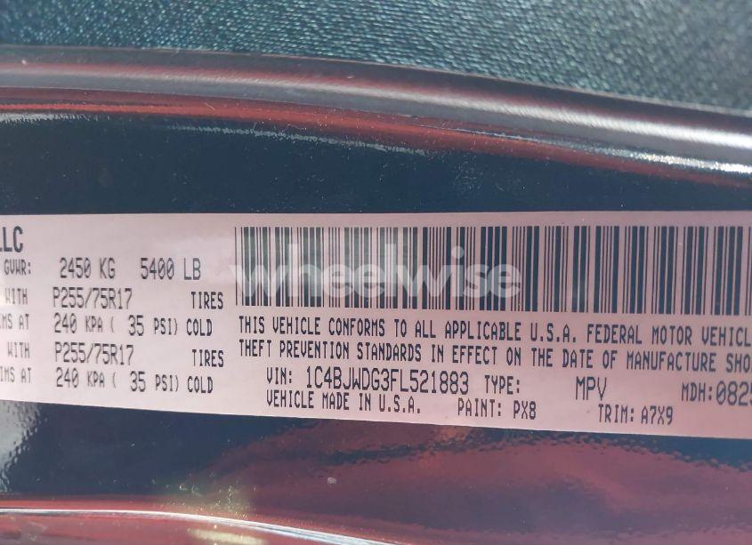 Photo 9 of 2015 Jeep Wrangler UNLIMITED SPORT (VIN 1C4BJWDG3FL521883)