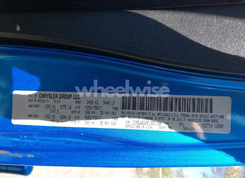 Photo 9 of 2015 Jeep Wrangler UNLIMITED SPORT (VIN 1C4BJWDG3FL551160)