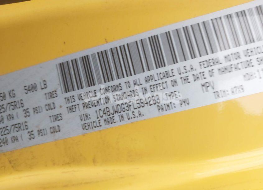 Photo 9 of 2015 Jeep Wrangler UNLIMITED SPORT (VIN 1C4BJWDG3FL594283)