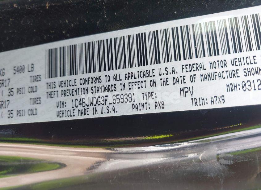 Photo 9 of 2015 Jeep Wrangler UNLIMITED SPORT (VIN 1C4BJWDG3FL659391)