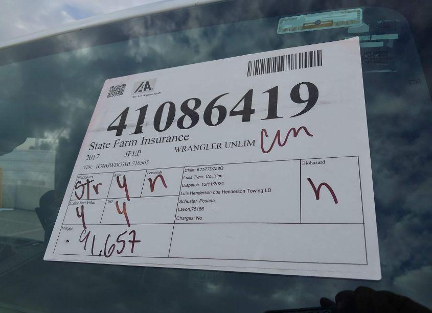 Photo 18 of 2017 Jeep Wrangler UNLIMITED SPORT 4X4 (VIN 1C4BJWDG3HL710505)