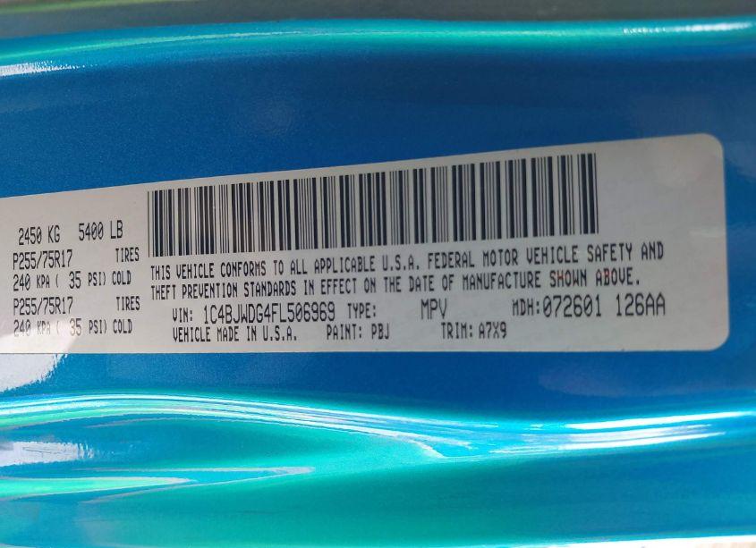 Photo 9 of 2015 Jeep Wrangler UNLIMITED SPORT (VIN 1C4BJWDG4FL506969)