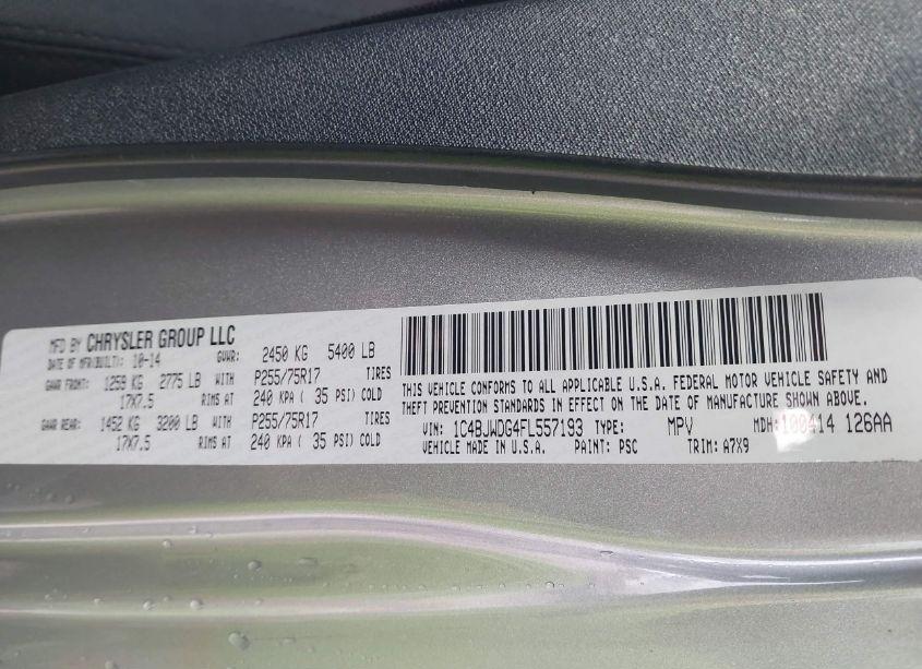 Photo 9 of 2015 Jeep Wrangler UNLIMITED SPORT (VIN 1C4BJWDG4FL557193)