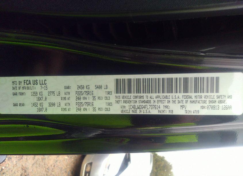 Photo 9 of 2015 Jeep Wrangler UNLIMITED SPORT (VIN 1C4BJWDG4FL737614)