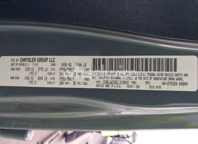 Photo 9 of 2014 Jeep Wrangler UNLIMITED SPORT (VIN 1C4BJWDG5EL319545)