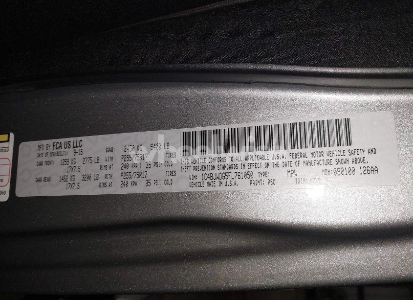 Photo 9 of 2015 Jeep Wrangler UNLIMITED SPORT (VIN 1C4BJWDG5FL761050)