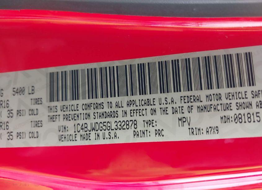 Photo 9 of 2016 Jeep Wrangler UNLIMITED SPORT (VIN 1C4BJWDG5GL332878)