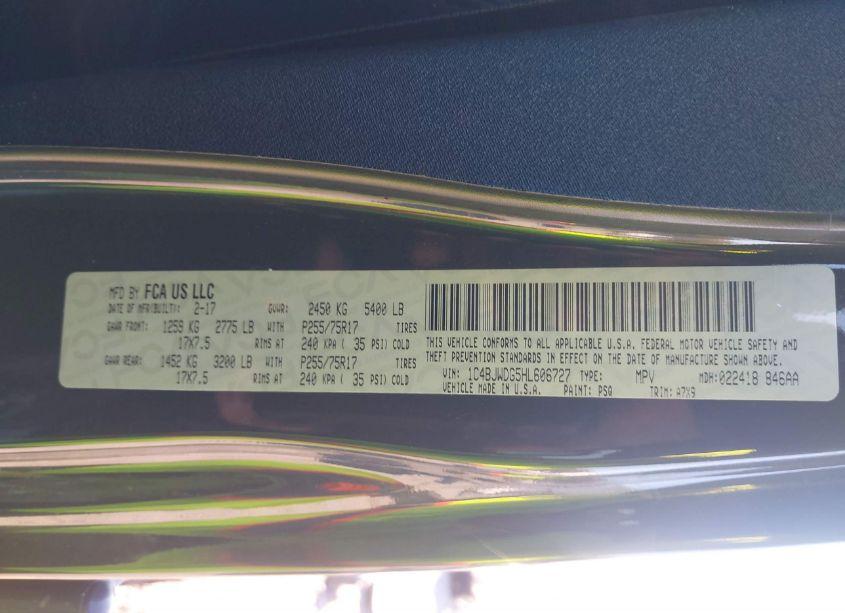 Photo 9 of 2017 Jeep Wrangler UNLIMITED SPORT 4X4 (VIN 1C4BJWDG5HL606727)