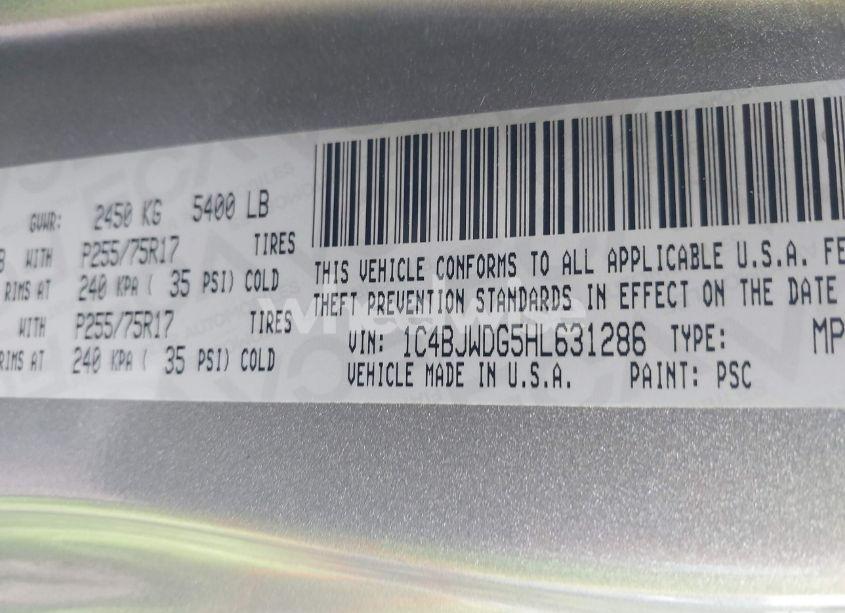 Photo 9 of 2017 Jeep Wrangler UNLIMITED SPORT 4X4 (VIN 1C4BJWDG5HL631286)