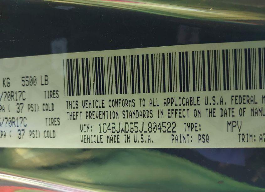 Photo 9 of 2018 Jeep Wrangler JK UNLIMITED SPORT S 4X4 (VIN 1C4BJWDG5JL804522)