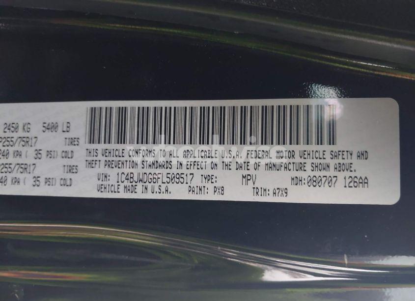 Photo 9 of 2015 Jeep Wrangler UNLIMITED SPORT (VIN 1C4BJWDG6FL509517)