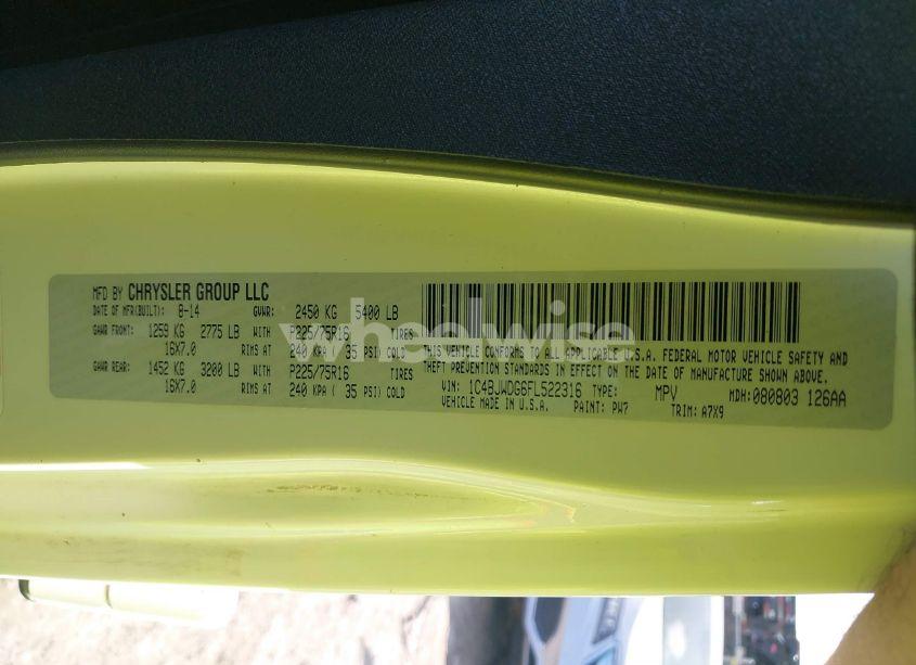 Photo 9 of 2015 Jeep Wrangler UNLIMITED SPORT (VIN 1C4BJWDG6FL522316)