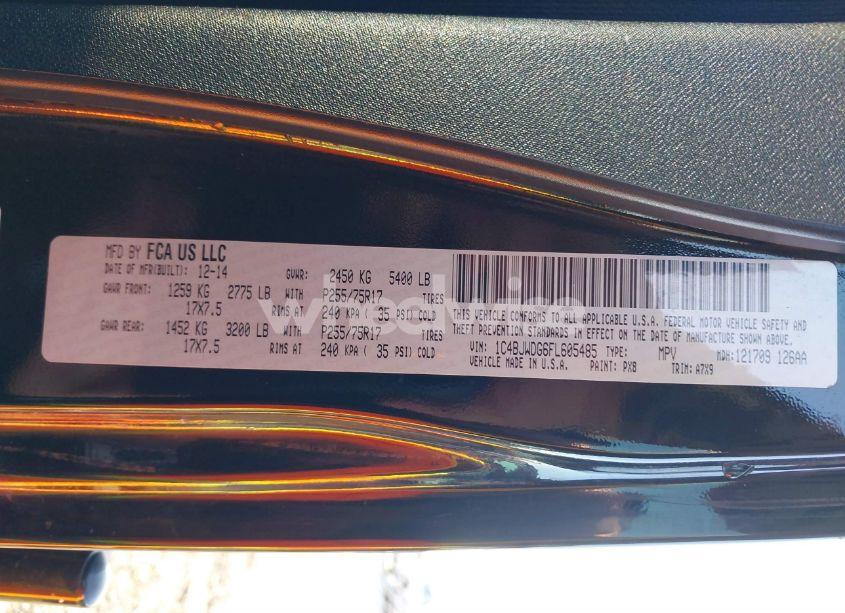 Photo 9 of 2015 Jeep Wrangler UNLIMITED SPORT (VIN 1C4BJWDG6FL605485)