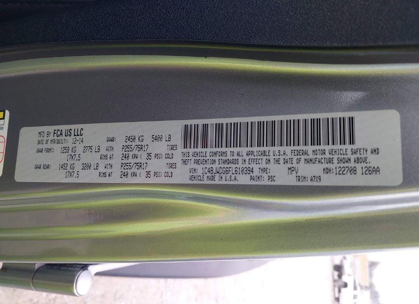 Photo 9 of 2015 Jeep Wrangler UNLIMITED SPORT (VIN 1C4BJWDG6FL610394)