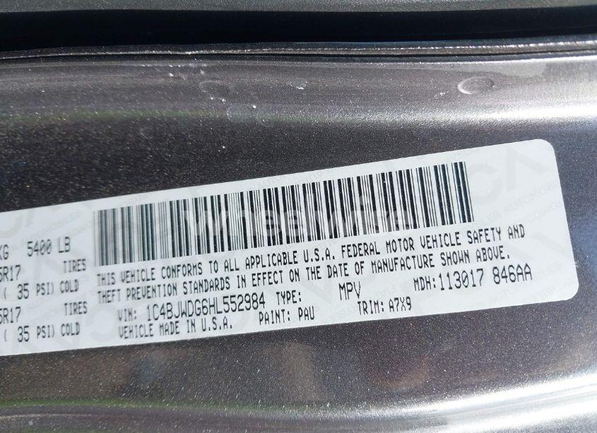 Photo 9 of 2017 Jeep Wrangler UNLIMITED SPORT (VIN 1C4BJWDG6HL552984)