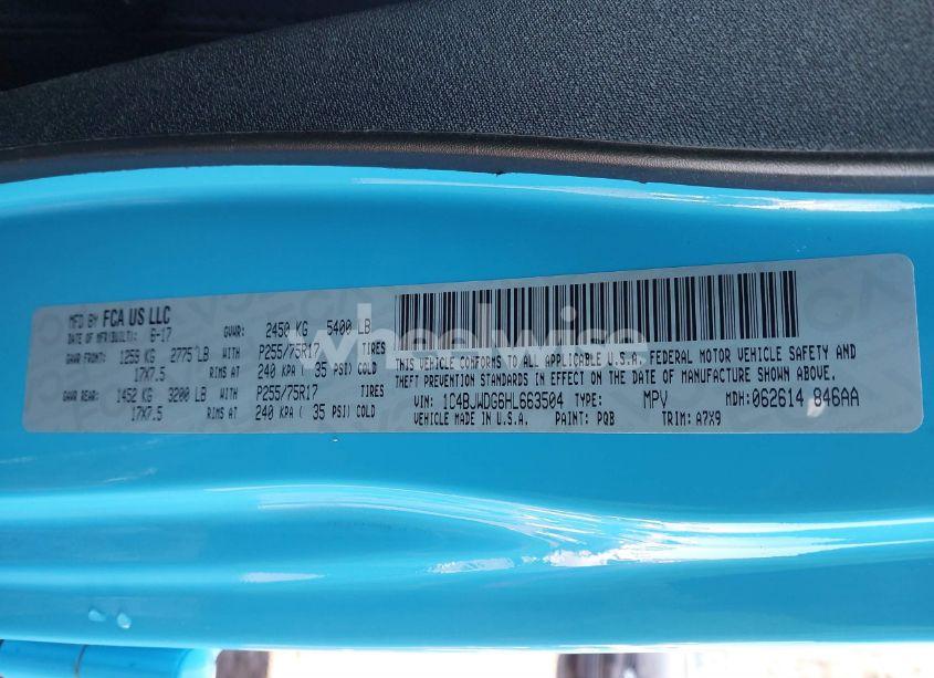 Photo 9 of 2017 Jeep Wrangler UNLIMITED SPORT (VIN 1C4BJWDG6HL663504)