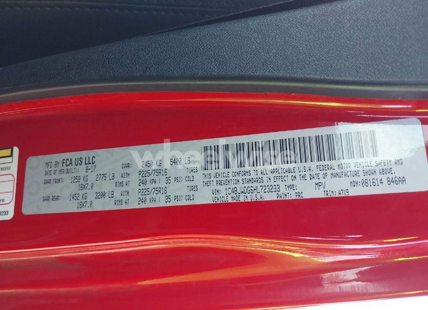 Photo 9 of 2017 Jeep Wrangler UNLIMITED SPORT (VIN 1C4BJWDG6HL723233)