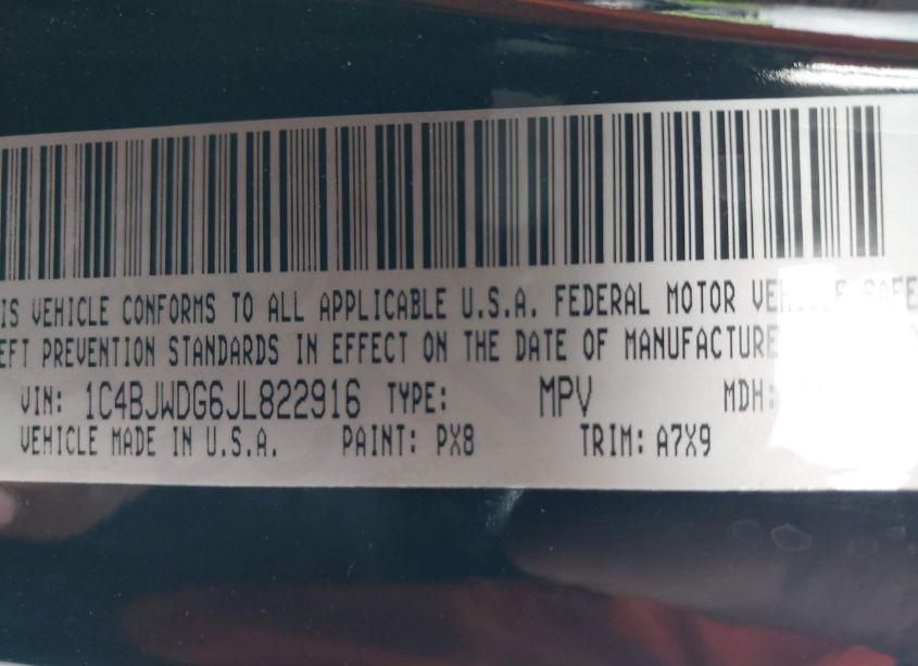 Photo 9 of 2018 Jeep Wrangler JK UNLIMITED SPORT 4X4 (VIN 1C4BJWDG6JL822916)