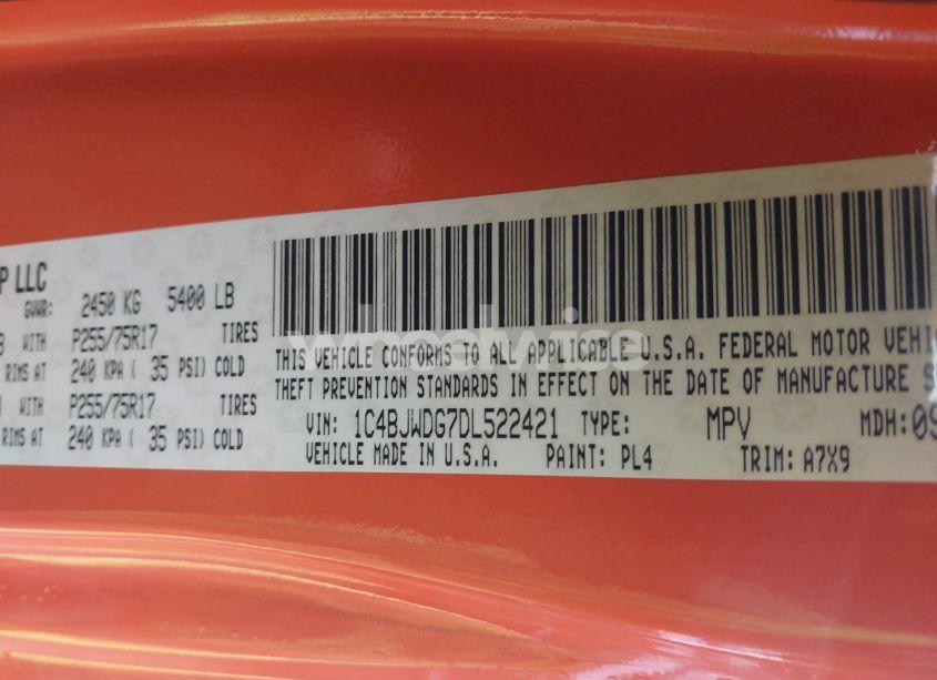 Photo 9 of 2013 Jeep Wrangler UNLIMITED SPORT (VIN 1C4BJWDG7DL522421)