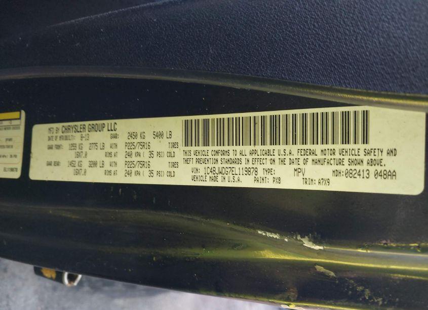 Photo 9 of 2014 Jeep Wrangler UNLIMITED SPORT (VIN 1C4BJWDG7EL119878)