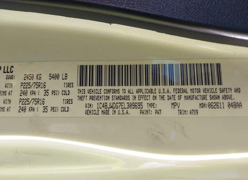 Photo 9 of 2014 Jeep Wrangler UNLIMITED SPORT (VIN 1C4BJWDG7EL309695)