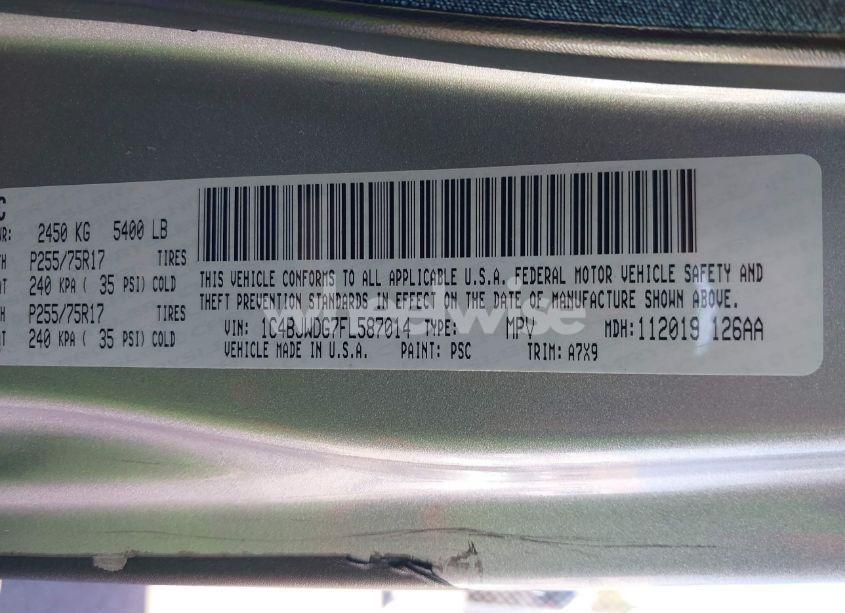 Photo 9 of 2015 Jeep Wrangler UNLIMITED SPORT (VIN 1C4BJWDG7FL587014)