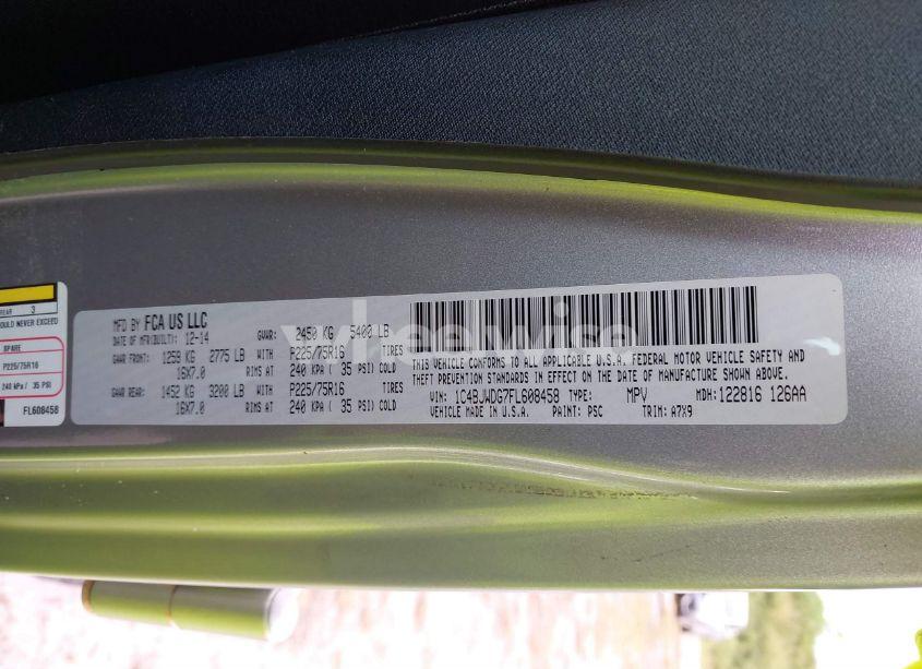 Photo 9 of 2015 Jeep Wrangler UNLIMITED SPORT (VIN 1C4BJWDG7FL608458)