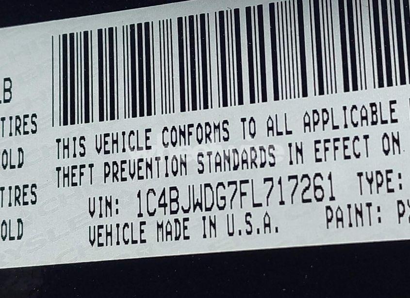 Photo 9 of 2015 Jeep Wrangler UNLIMITED SPORT (VIN 1C4BJWDG7FL717261)