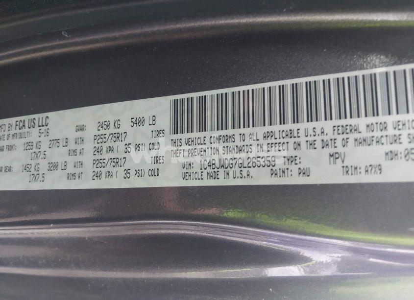 Photo 9 of 2016 Jeep Wrangler UNLIMITED SPORT (VIN 1C4BJWDG7GL265359)