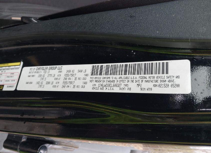 Photo 9 of 2013 Jeep Wrangler UNLIMITED SPORT (VIN 1C4BJWDG8DL606327)