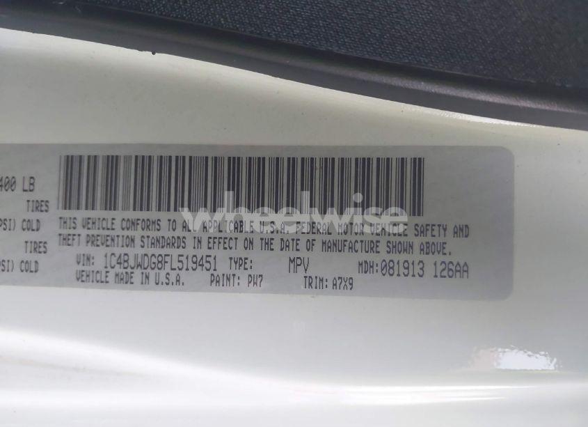 Photo 9 of 2015 Jeep Wrangler UNLIMITED SPORT (VIN 1C4BJWDG8FL519451)