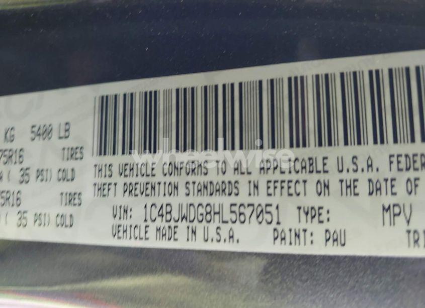 Photo 9 of 2017 Jeep Wrangler UNLIMITED SPORT 4X4 (VIN 1C4BJWDG8HL567051)