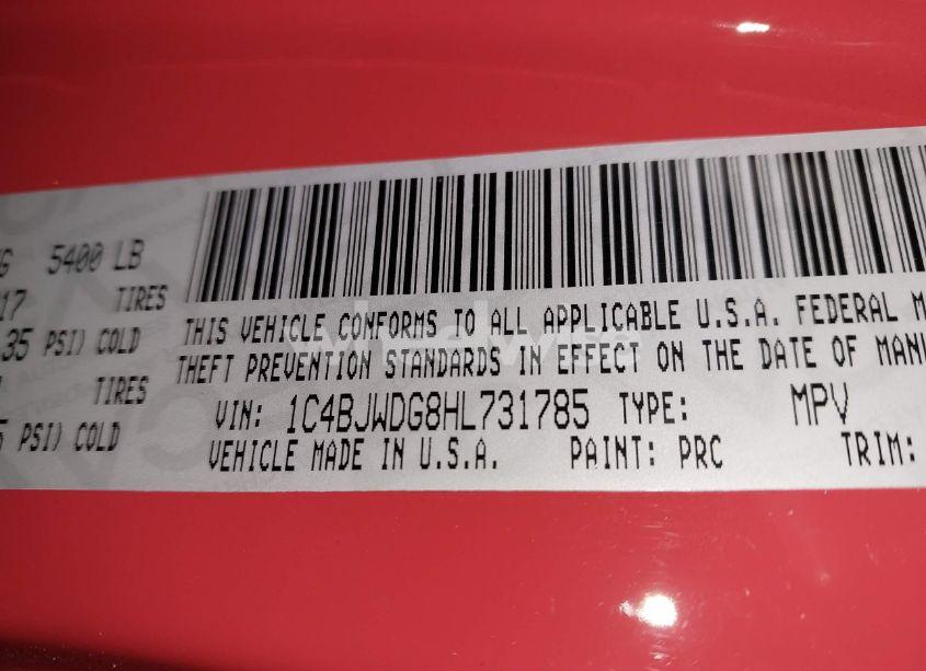 Photo 9 of 2017 Jeep Wrangler UNLIMITED SPORT 4X4 (VIN 1C4BJWDG8HL731785)