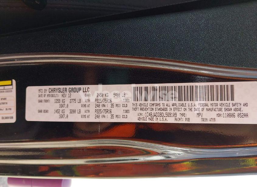 Photo 9 of 2013 Jeep Wrangler UNLIMITED SPORT (VIN 1C4BJWDG9DL569109)