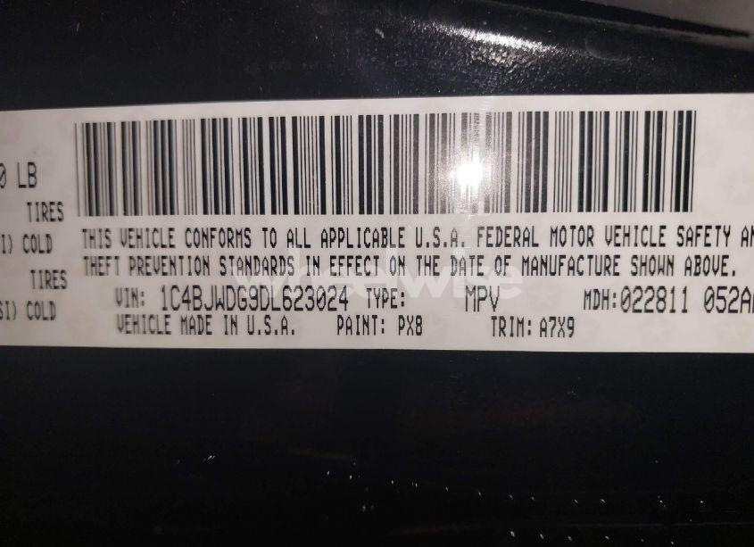 Photo 9 of 2013 Jeep Wrangler UNLIMITED SPORT (VIN 1C4BJWDG9DL623024)