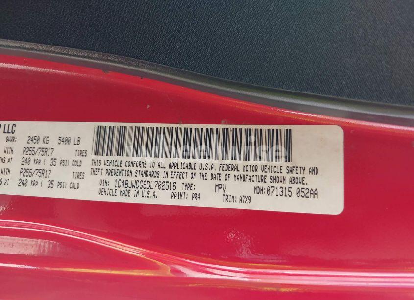 Photo 9 of 2013 Jeep Wrangler UNLIMITED SPORT (VIN 1C4BJWDG9DL702516)