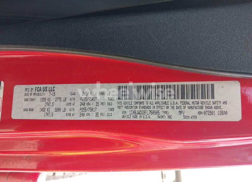 Photo 9 of 2015 Jeep Wrangler UNLIMITED SPORT (VIN 1C4BJWDG9FL750505)