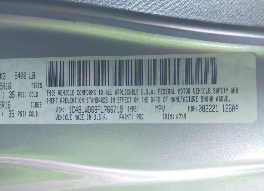 Photo 9 of 2015 Jeep Wrangler UNLIMITED SPORT (VIN 1C4BJWDG9FL766719)