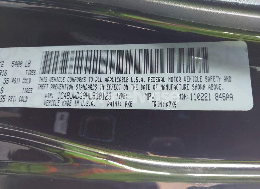 Photo 9 of 2017 Jeep Wrangler UNLIMITED SPORT 4X4 (VIN 1C4BJWDG9HL530123)