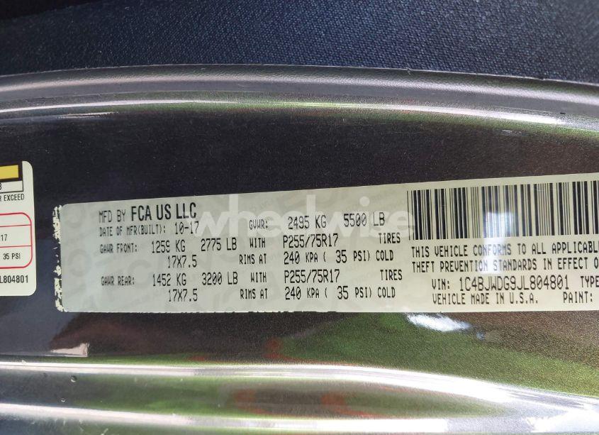 Photo 9 of 2018 Jeep Wrangler JK UNLIMITED SPORT S 4X4 (VIN 1C4BJWDG9JL804801)